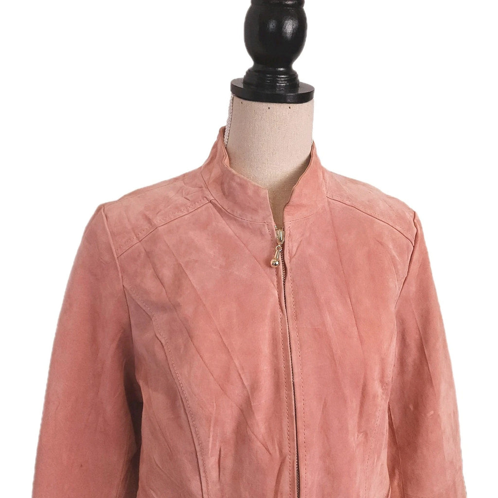 GUILLAUME Leather Salmon Pink Full Zip Jacket Sz Medium