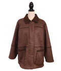 Addition-Elle Shearling Faux Fur Lining Chocolate Brown Mid-length Overcoat XL