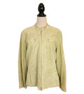 Olsen Cafe Racer Sz L Geniune Leather Biker Jacket Moss Green Full Zip