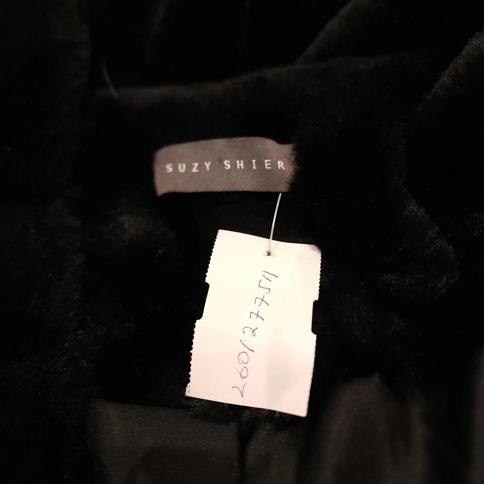 Suzy Shier Jet Black Luxe Short-Pile Faux Fur Coat Sz XS