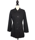 JACOB Short & Cute Cotton Black Buttoned Trench Coat