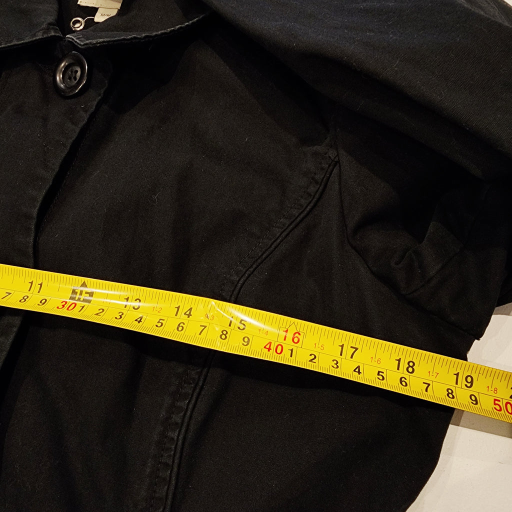 JACOB Short & Cute Cotton Black Buttoned Trench Coat