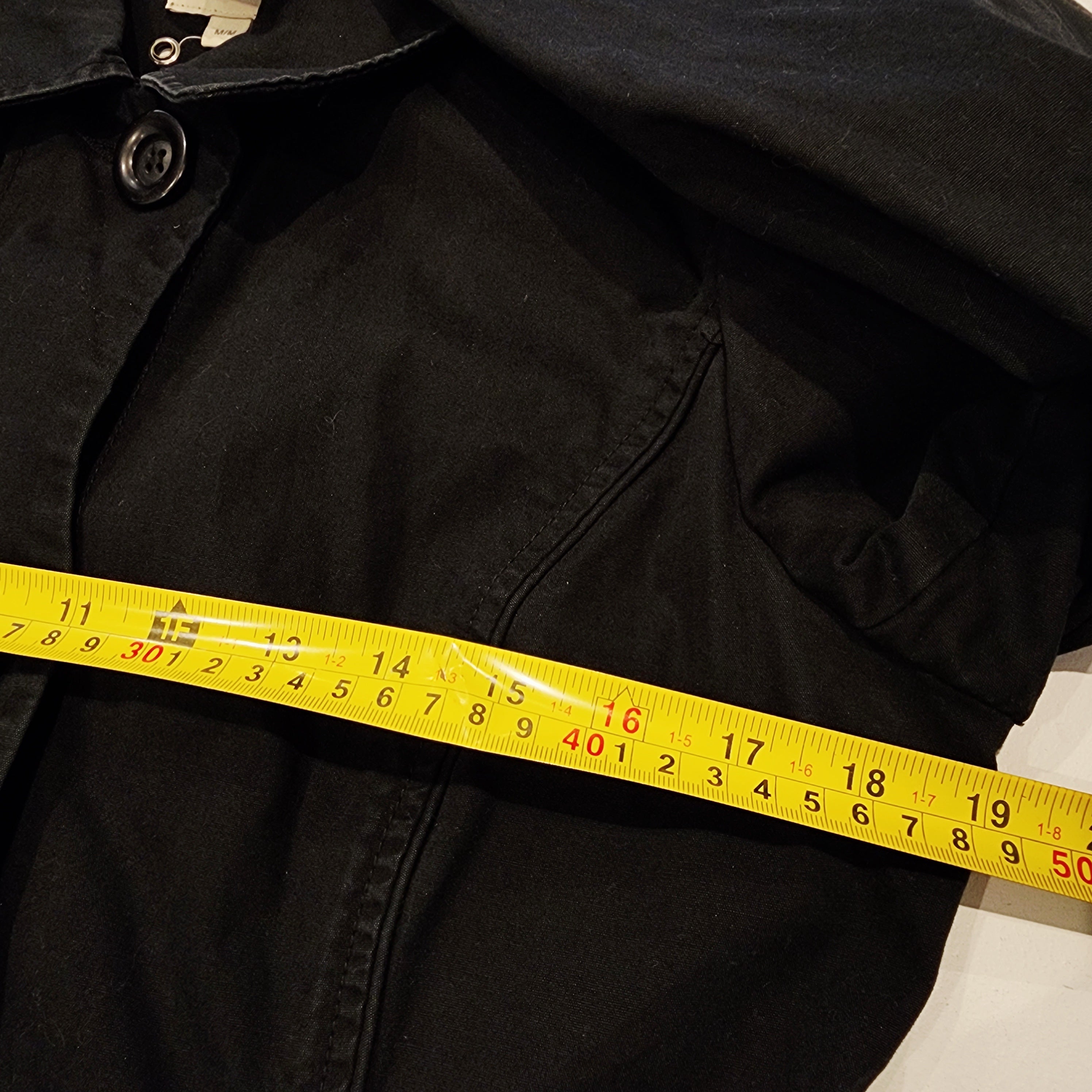 JACOB Short & Cute Cotton Black Buttoned Trench Coat