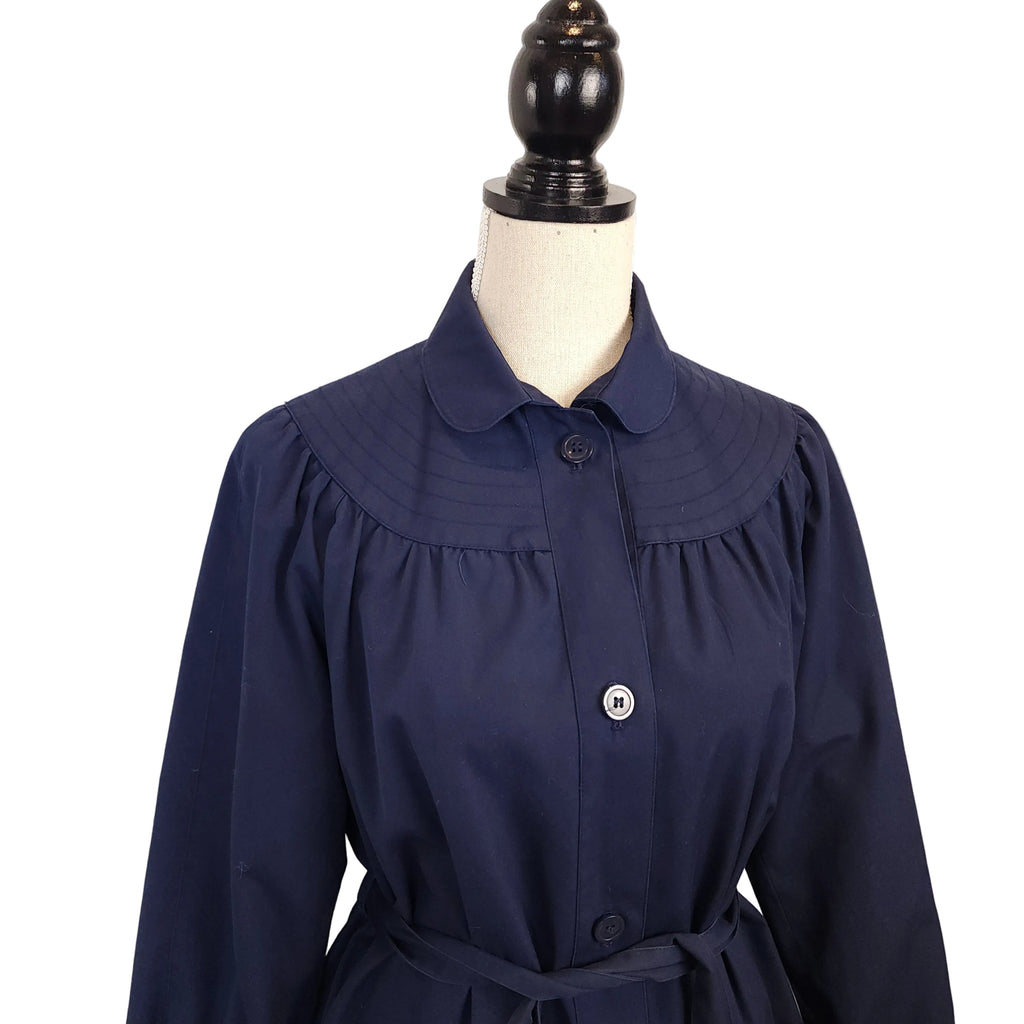 Lou-Ann Vintage Navy Blue Belted Sz Medium Dress Coat