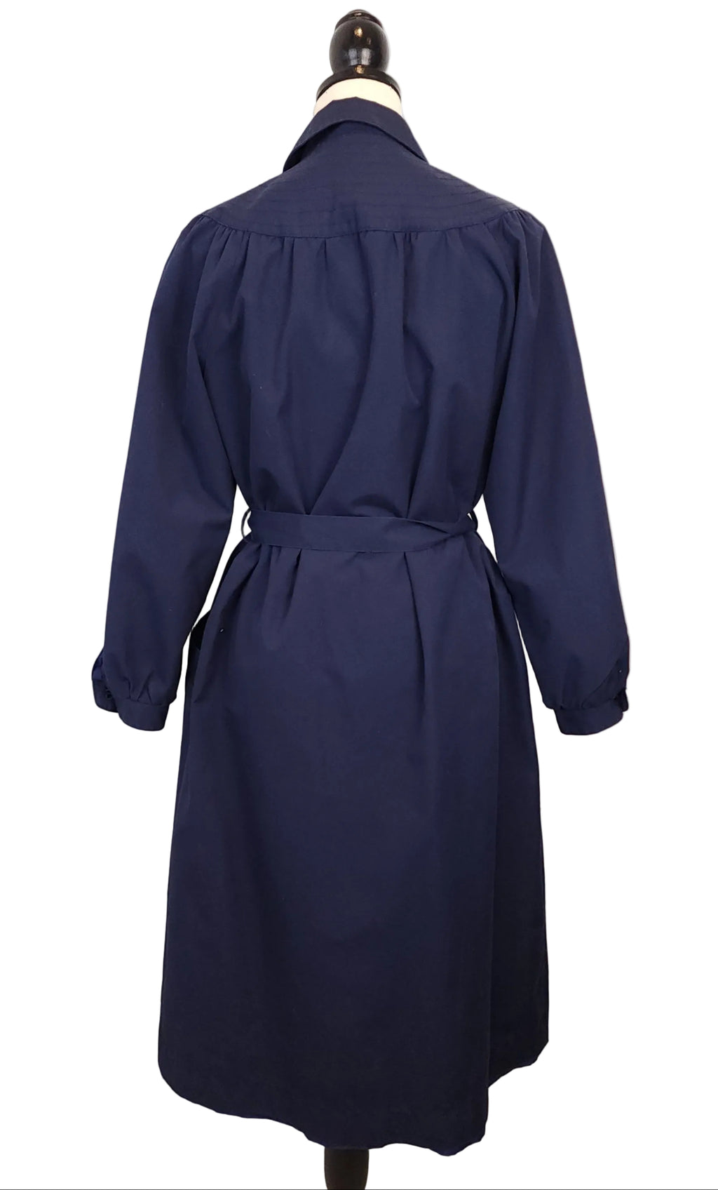 Lou-Ann Vintage Navy Blue Belted Sz Medium Dress Coat