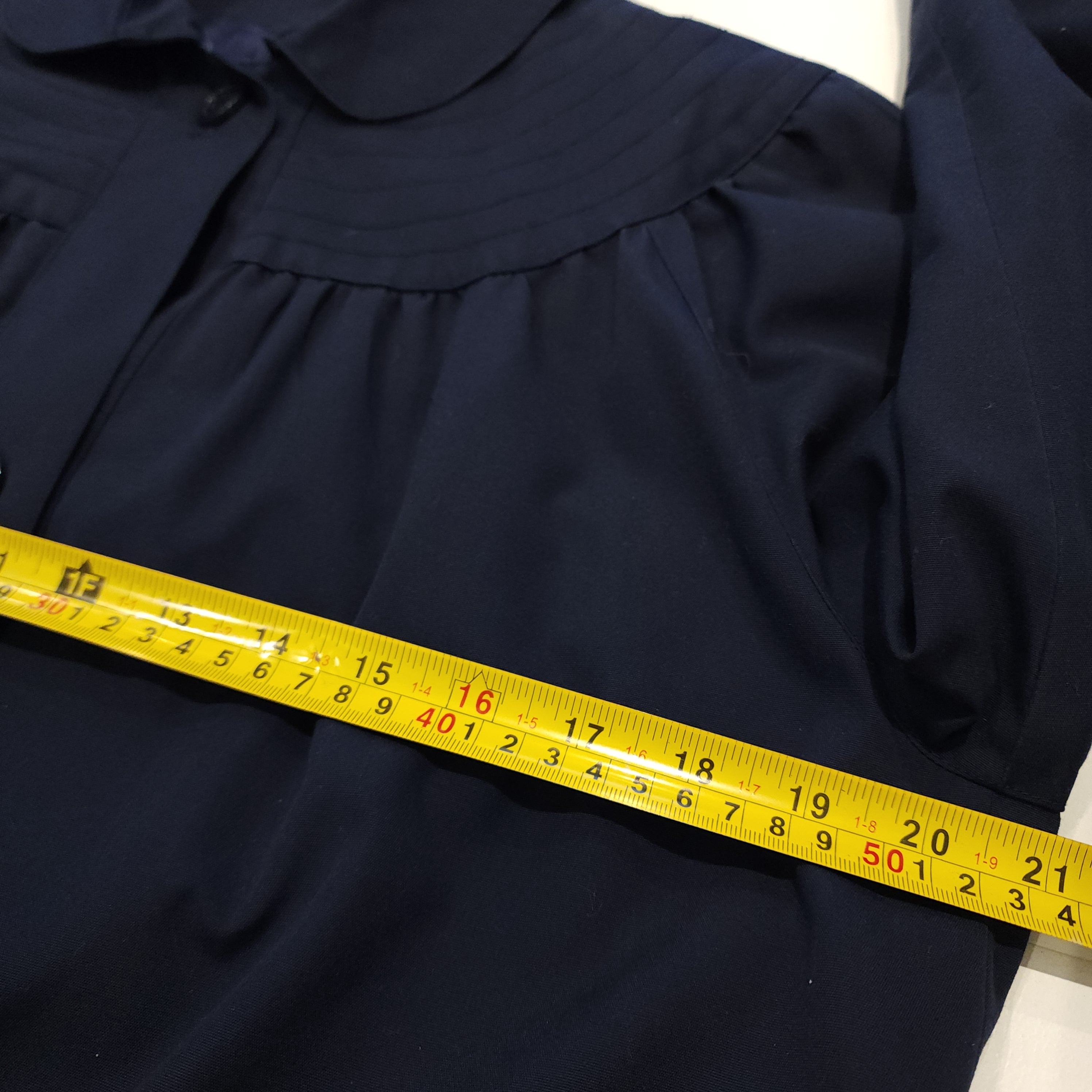 Lou-Ann Vintage Navy Blue Belted Sz Medium Dress Coat
