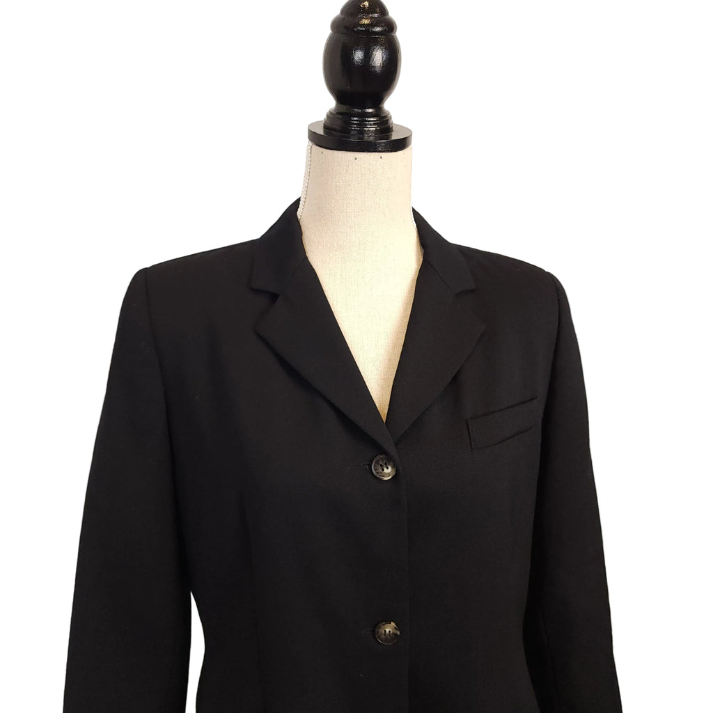 Vintage Harve Benard Wool Business Attire Sz Large Black Buttoned Overcoat