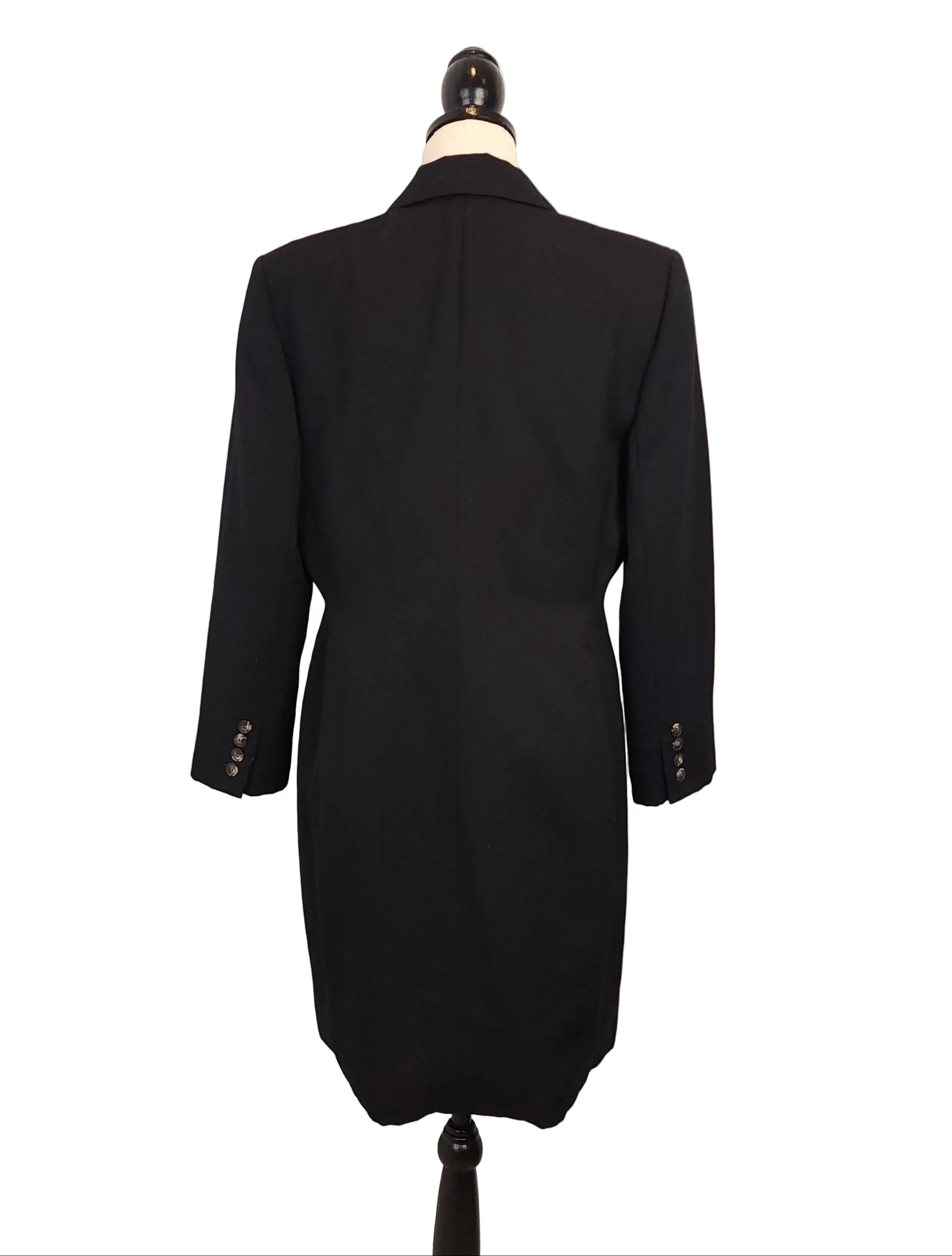 Vintage Harve Benard Wool Business Attire Sz Large Black Buttoned Overcoat