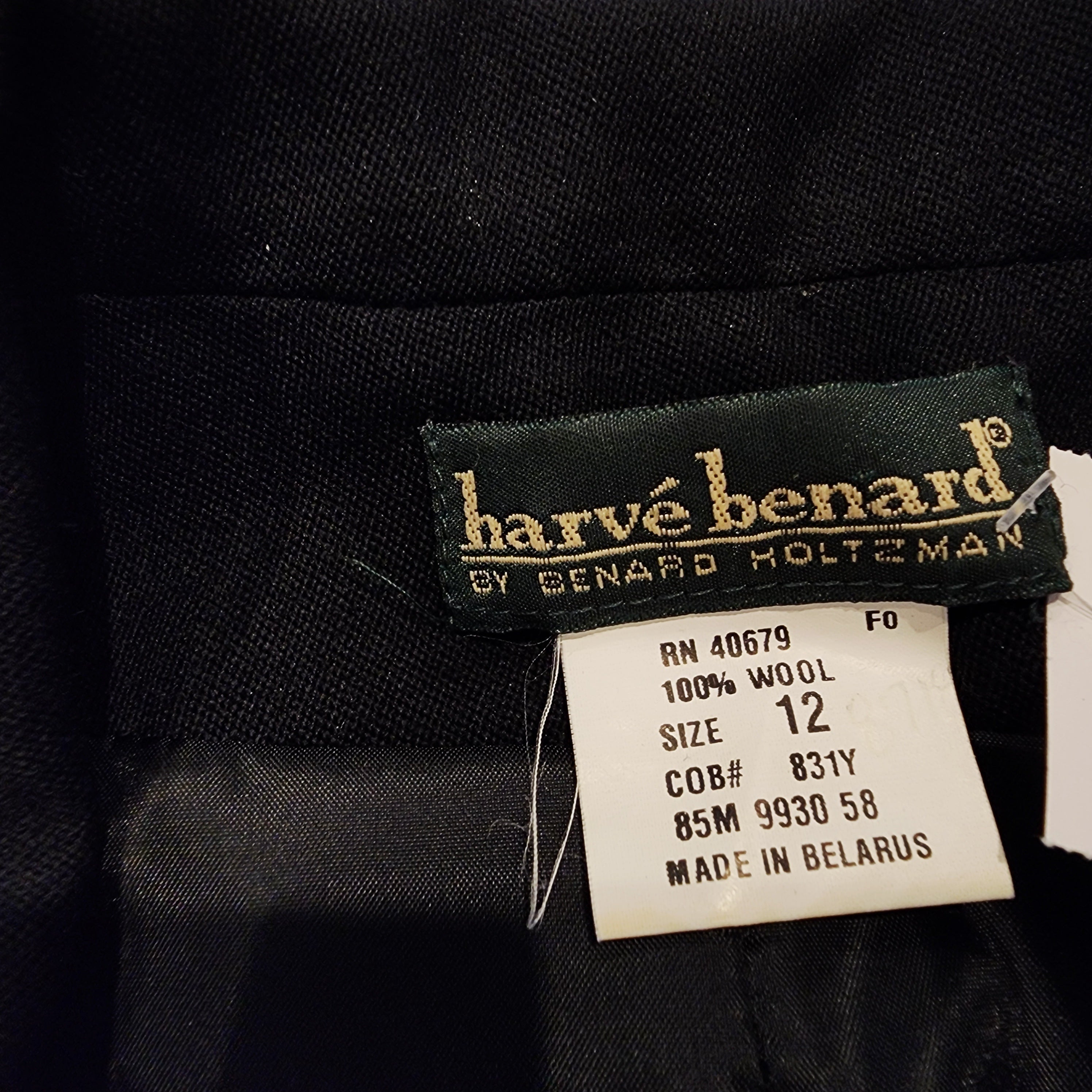 Vintage Harve Benard Wool Business Attire Sz Large Black Buttoned Overcoat