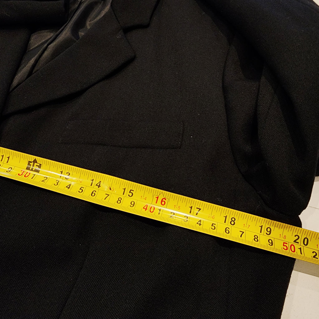 Vintage Harve Benard Wool Business Attire Sz Large Black Buttoned Overcoat