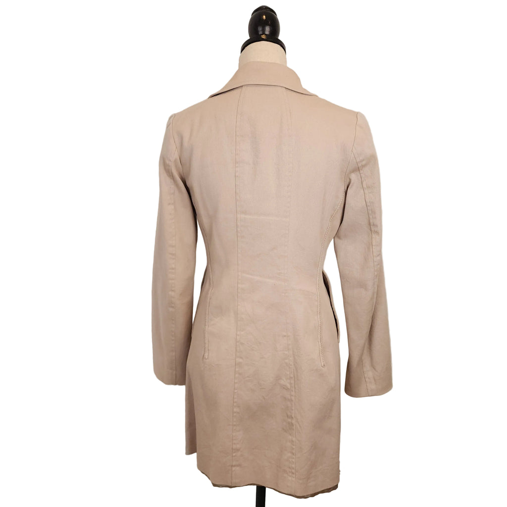 Cotton Double Breasted Khaki Sz Small Tailored Overcoat MEXX
