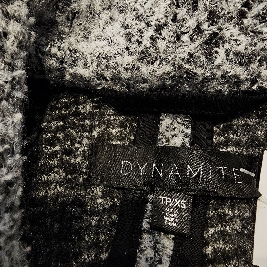 DYNAMITE Open Speckled Gray XS Teddy Overcoat