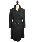 Wool Double Breasted sz L Military Belted Trench Coat Forest Green