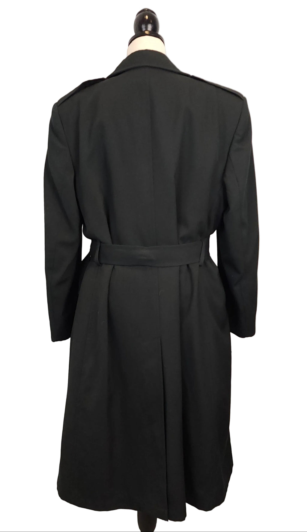 Wool Double Breasted sz L Military Belted Trench Coat Forest Green
