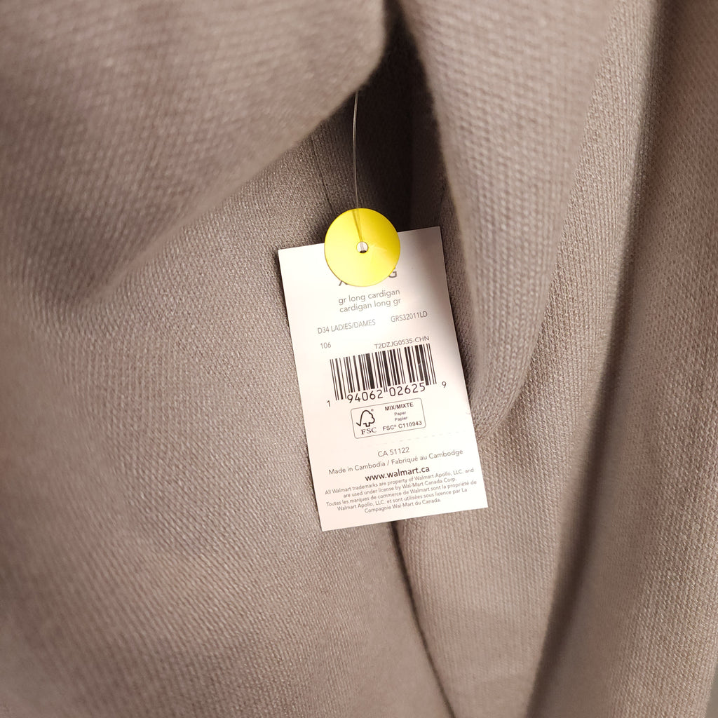 New Slate Gray 2XL Long Wrap Cardigan