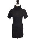SEDUCTIONS Black Cableknit Sweater Dress Sz Medium Turtleneck Jet Black
