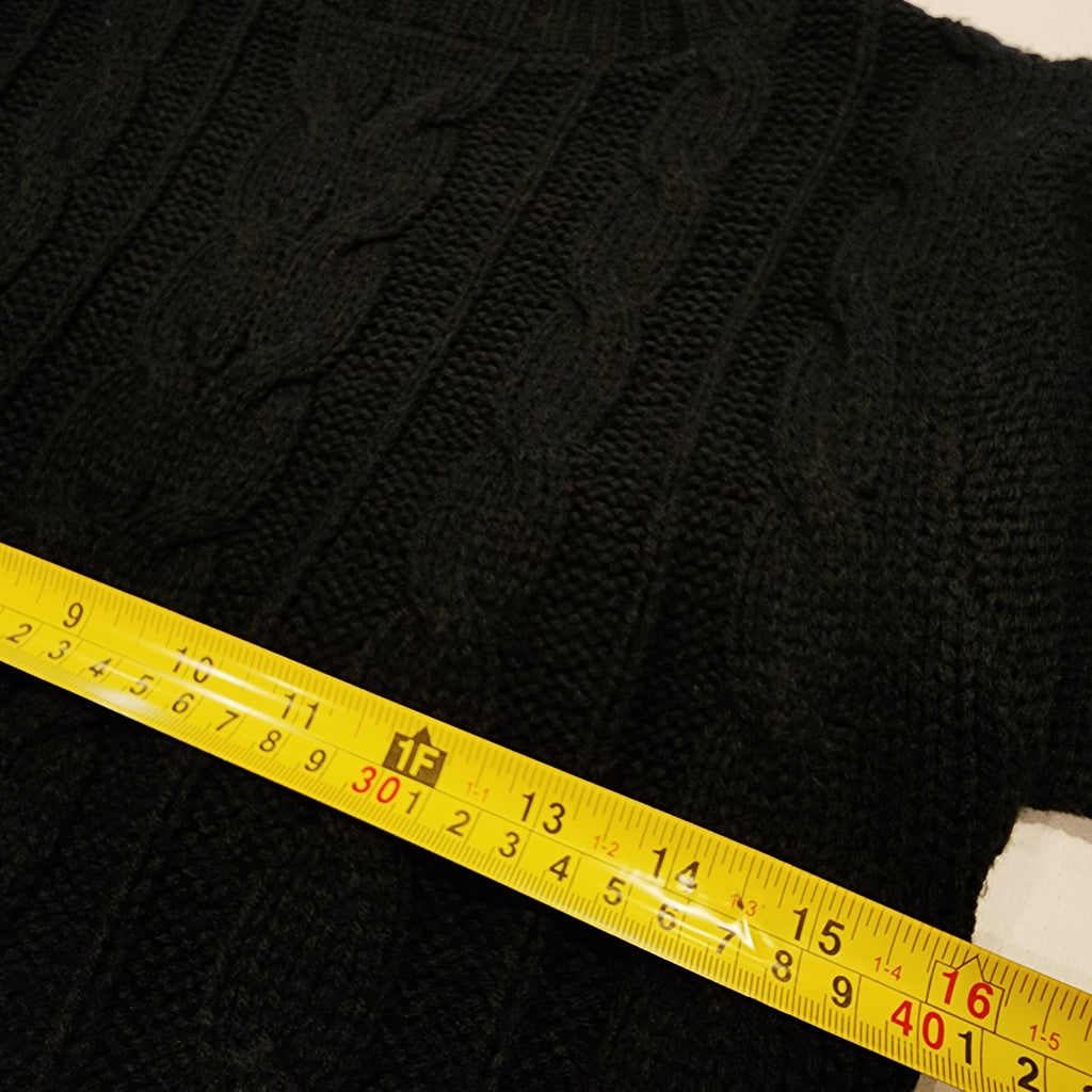 SEDUCTIONS Black Cableknit Sweater Dress Sz Medium Turtleneck Jet Black