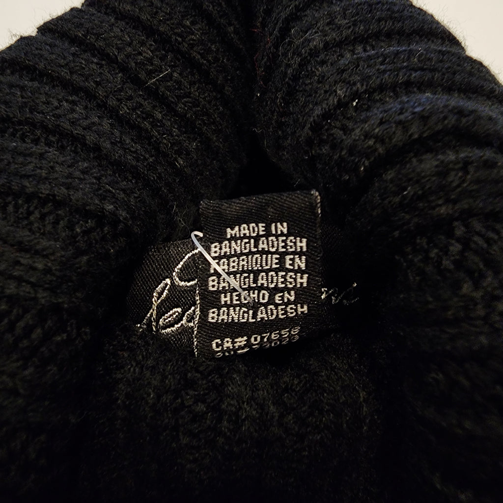 SEDUCTIONS Black Cableknit Sweater Dress Sz Medium Turtleneck Jet Black