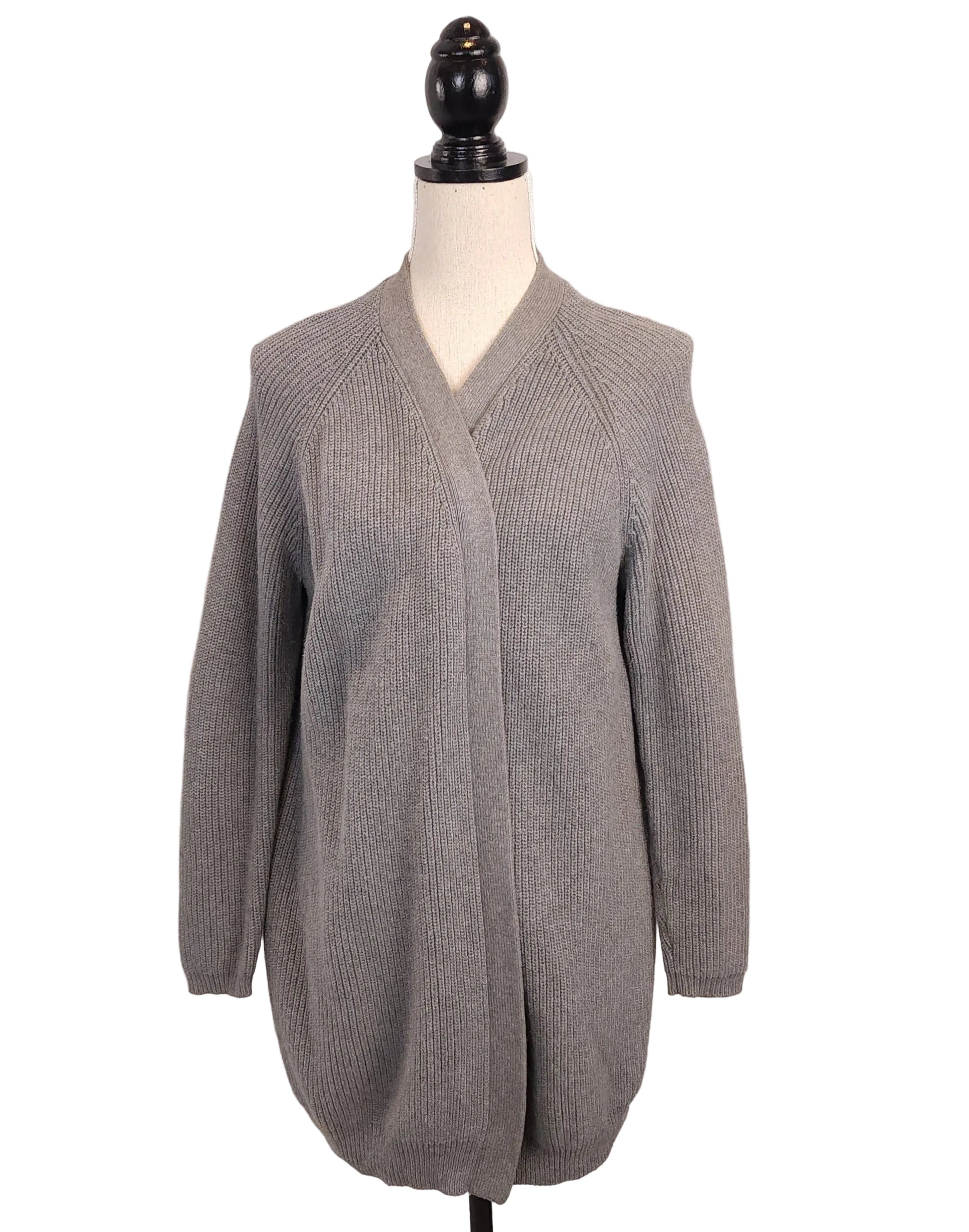 525 AMERIC Cotton Sz Small Gray Knit Open Cardigan