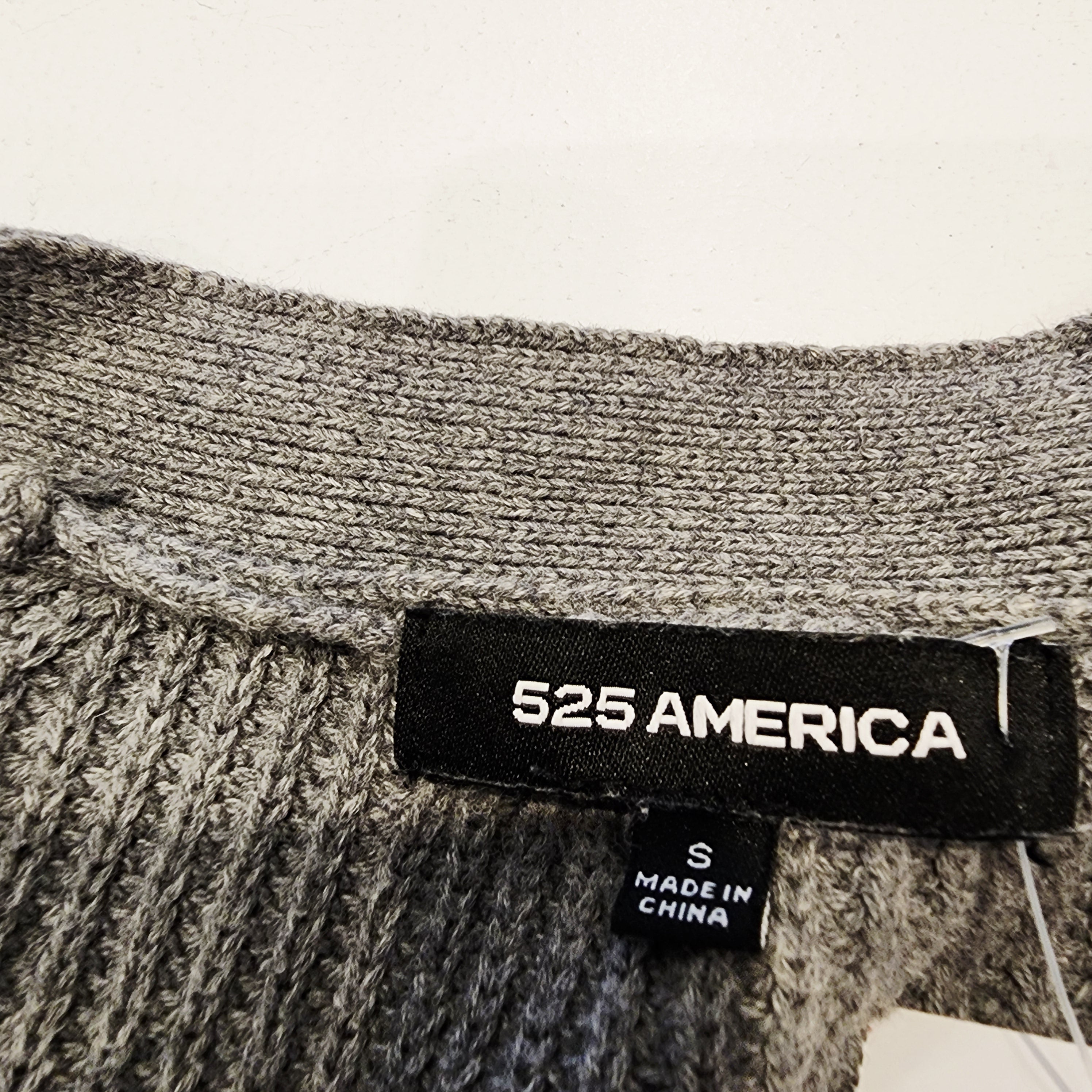 525 AMERIC Cotton Sz Small Gray Knit Open Cardigan