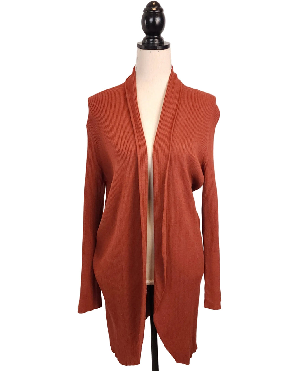 Lily Morgan Sz Large Burnt Orange Ribbed Cardigan