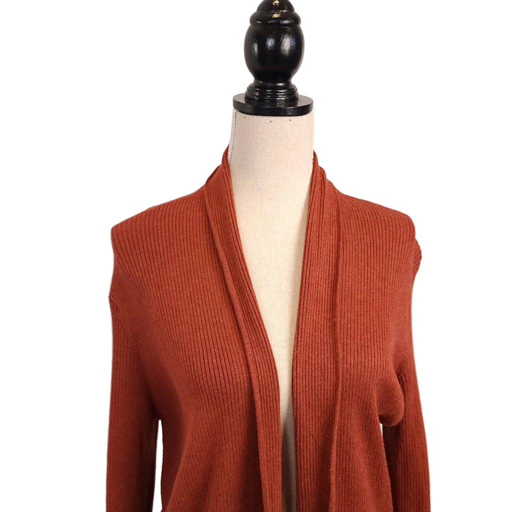 Lily Morgan Sz Large Burnt Orange Ribbed Cardigan