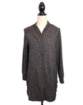 MySTYLE Dark Gray Textured Open Cardigan Sz L Button Detail
