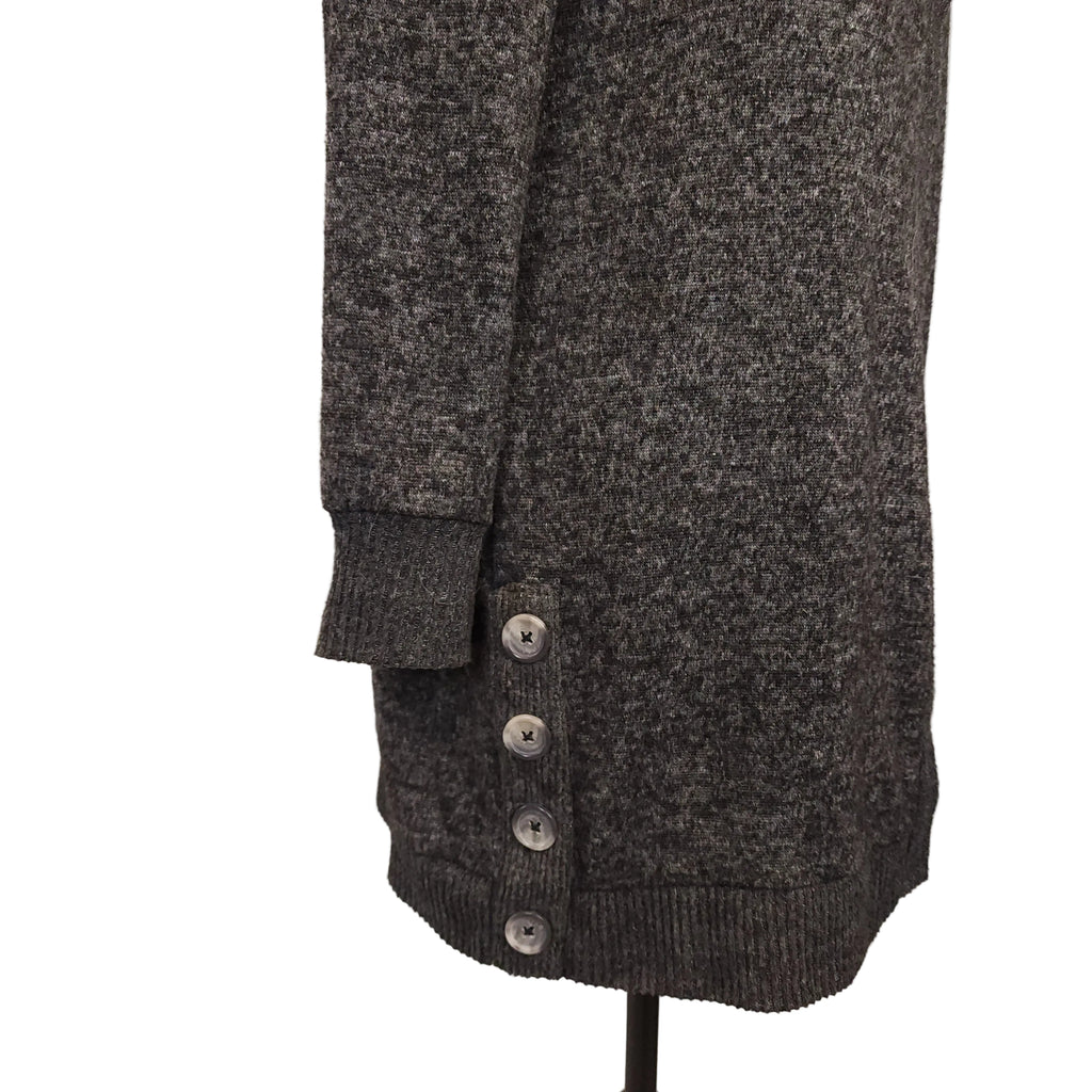 MySTYLE Dark Gray Textured Open Cardigan Sz L Button Detail