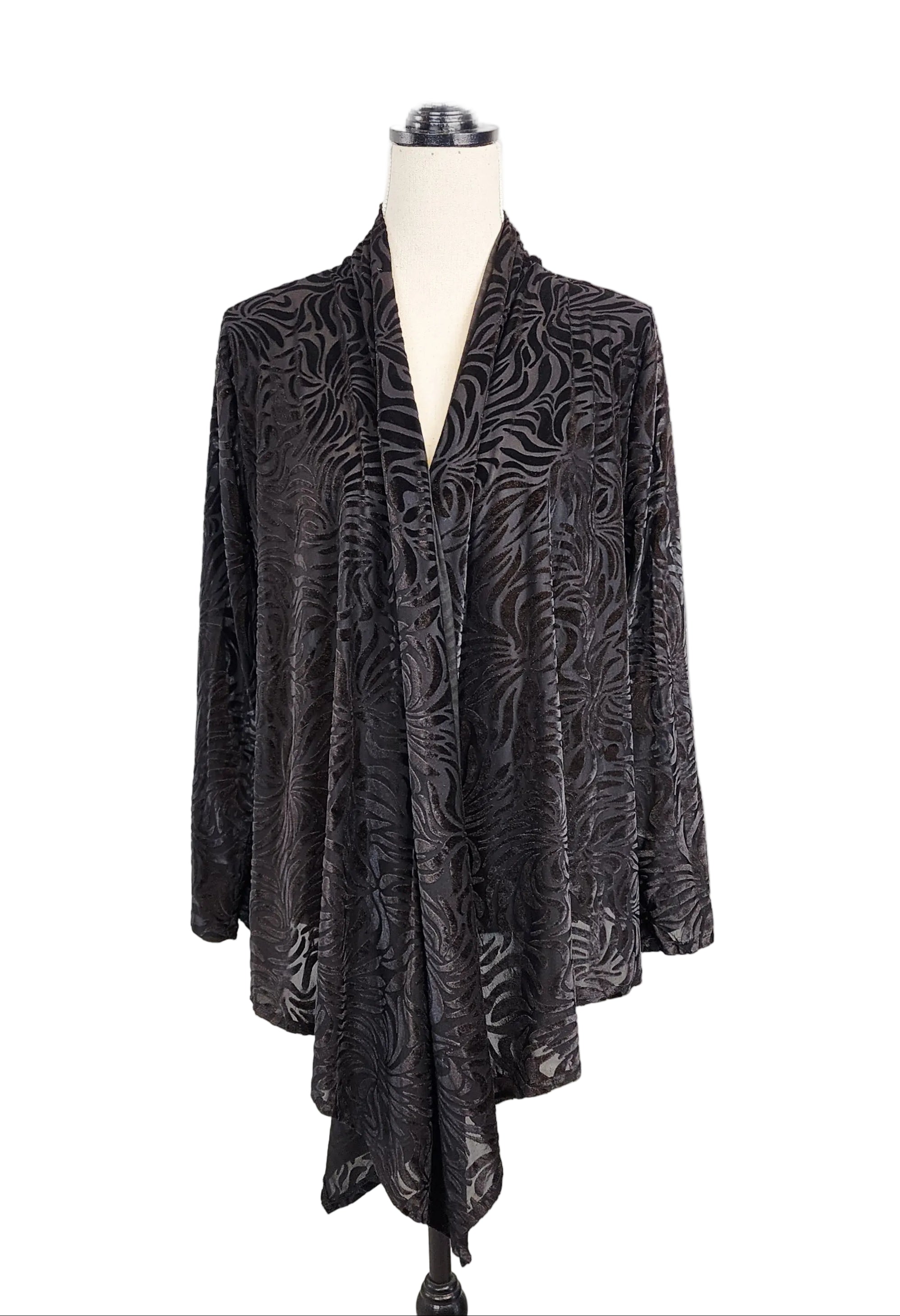 Gothic Black Velvet Sz S Wrap Cardigan