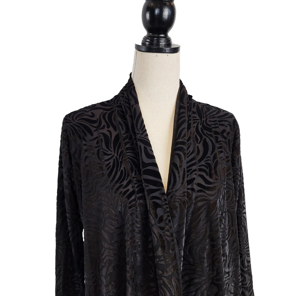 Gothic Black Velvet Sz S Wrap Cardigan