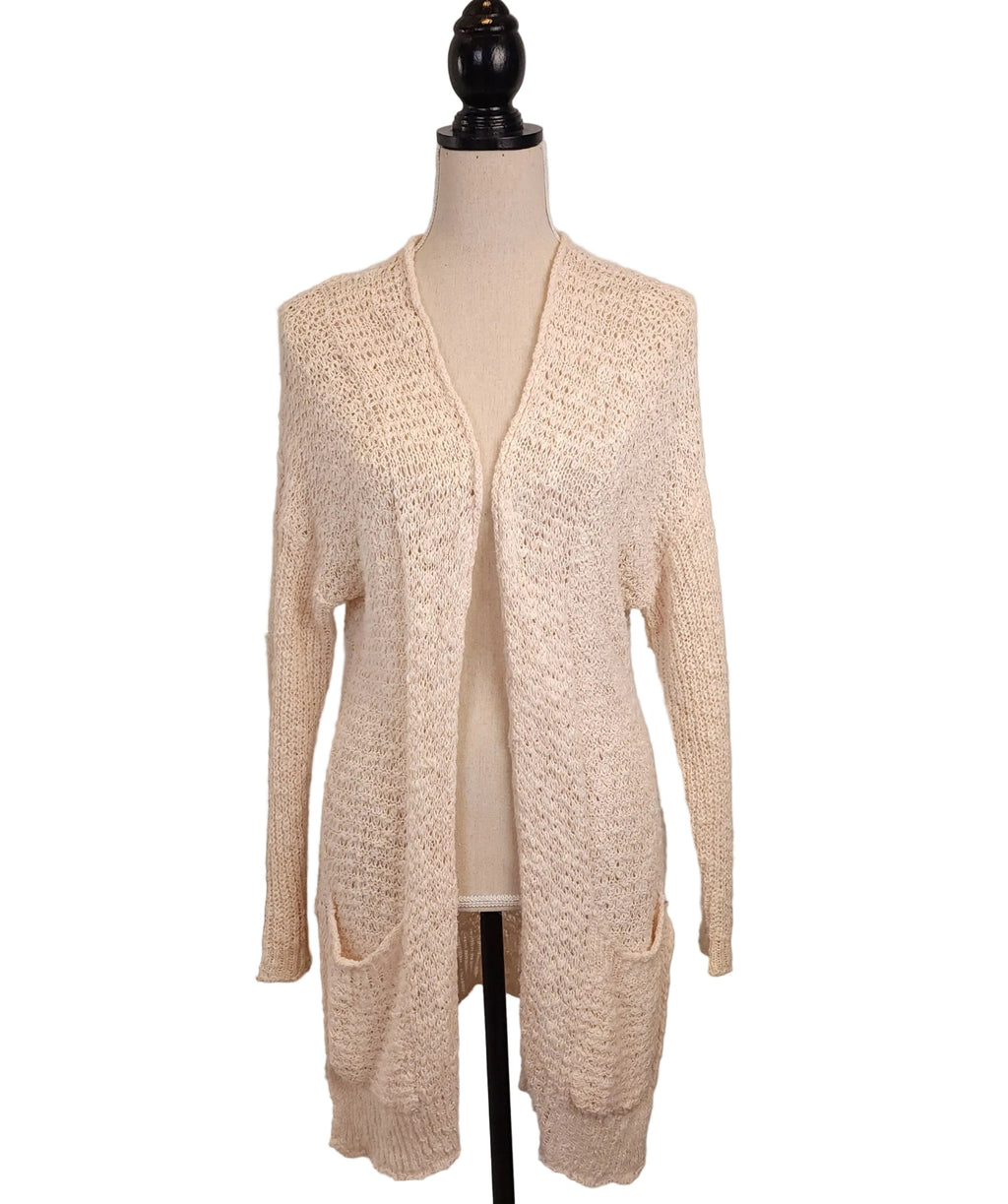 SMART SET Beige Mesh Knit Open Cardigan Sz S