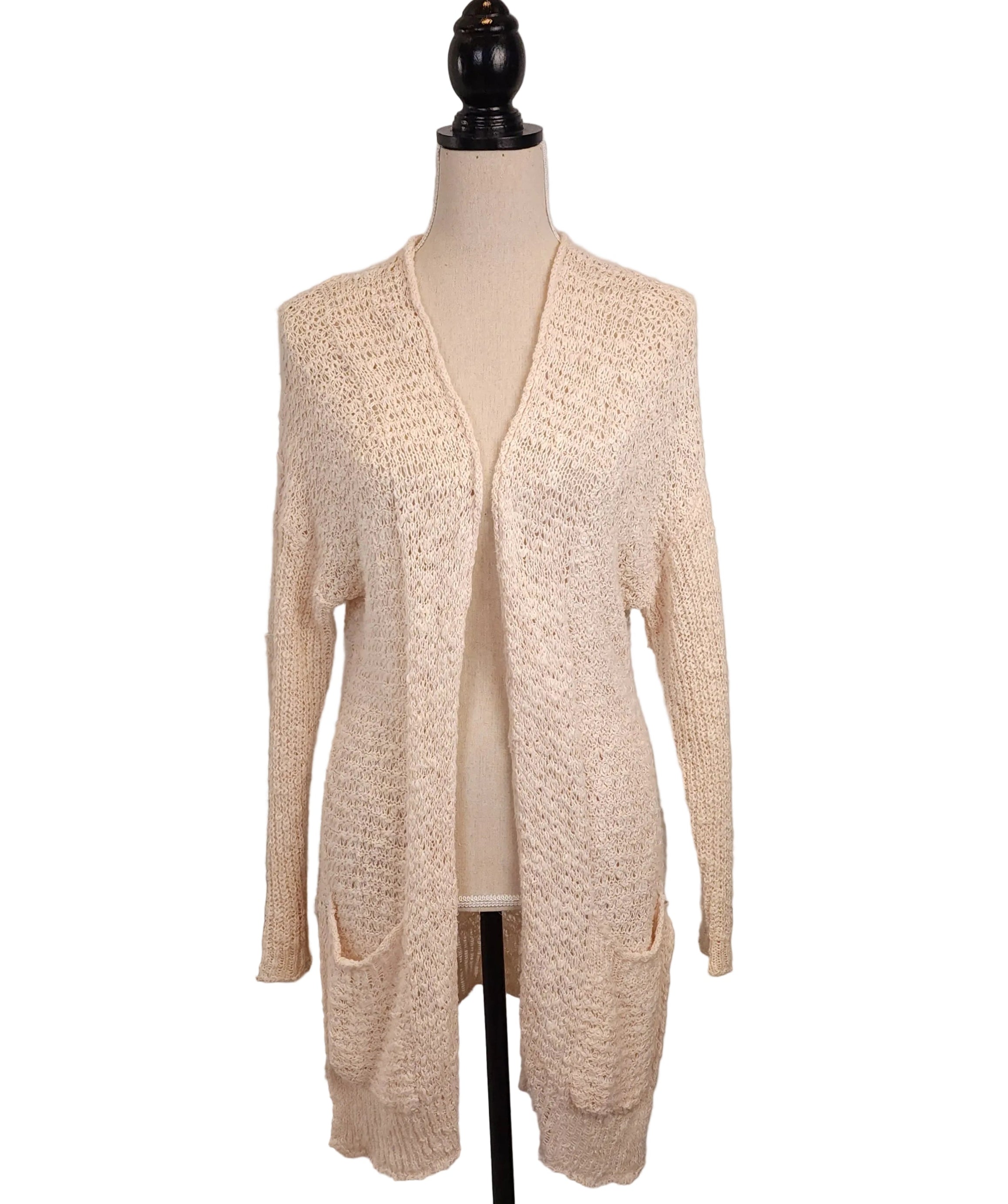 SMART SET Beige Mesh Knit Open Cardigan Sz S