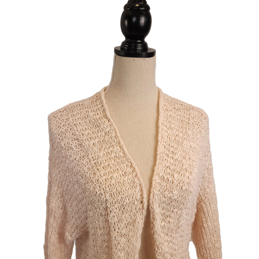 SMART SET Beige Mesh Knit Open Cardigan Sz S