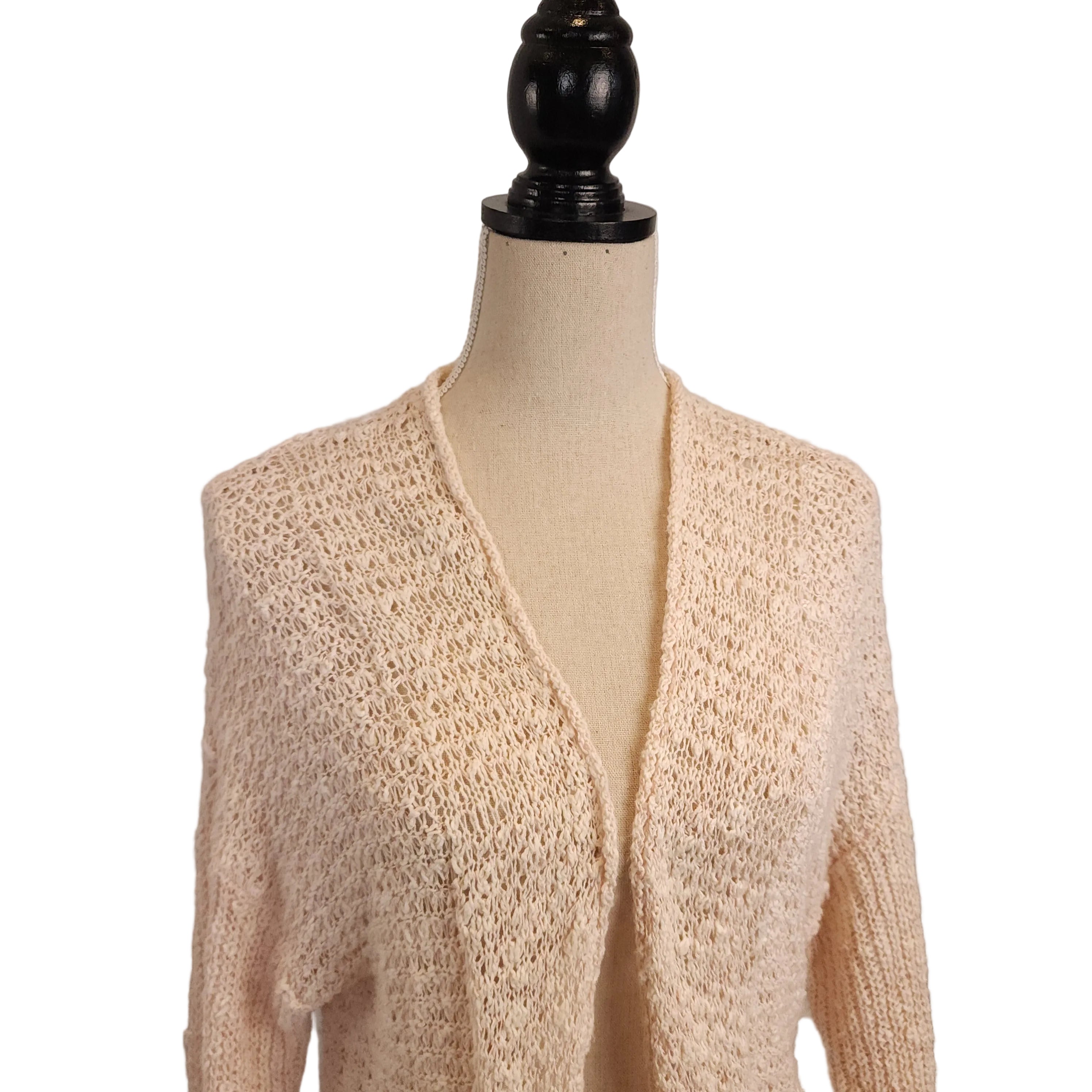 SMART SET Beige Mesh Knit Open Cardigan Sz S