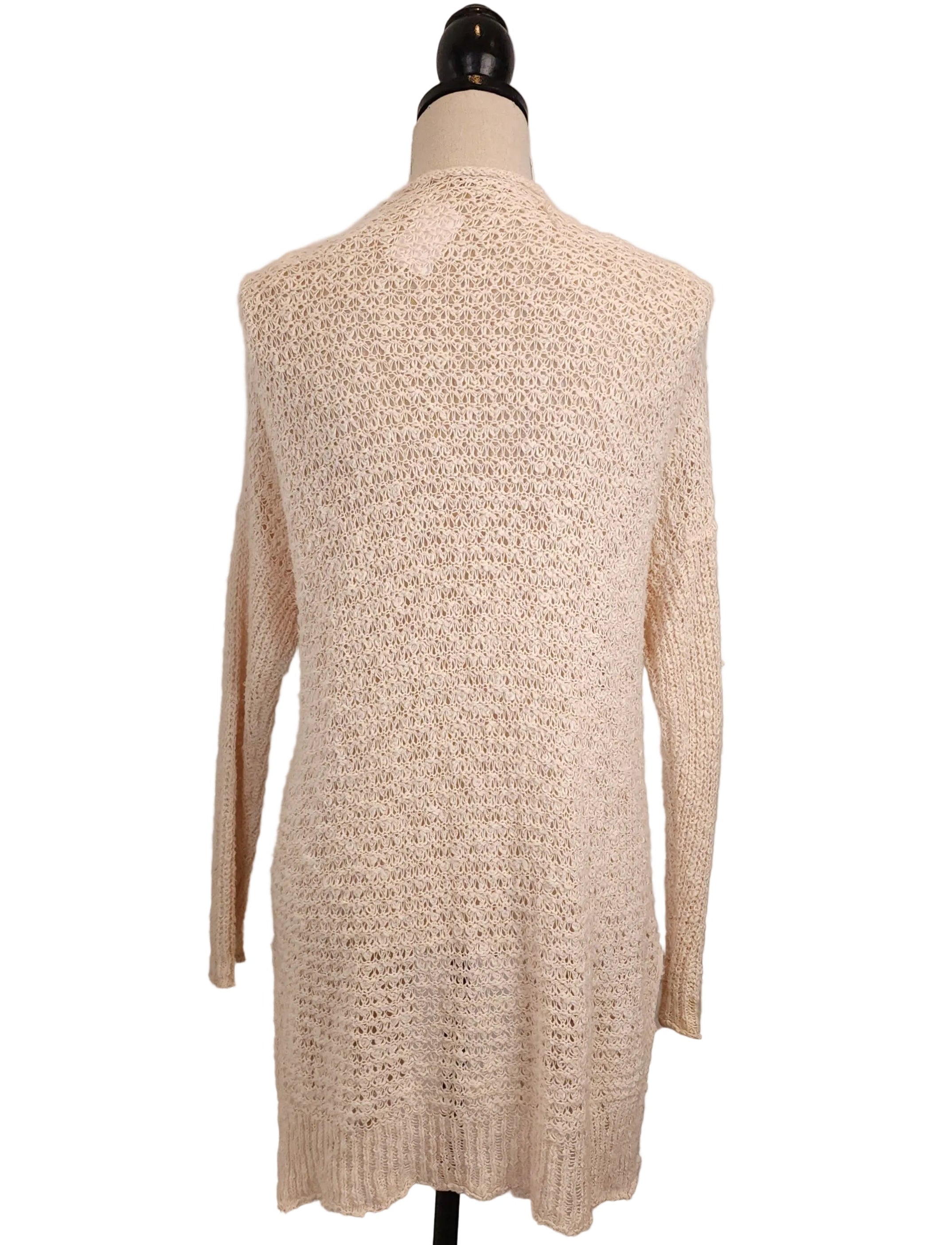 SMART SET Beige Mesh Knit Open Cardigan Sz S