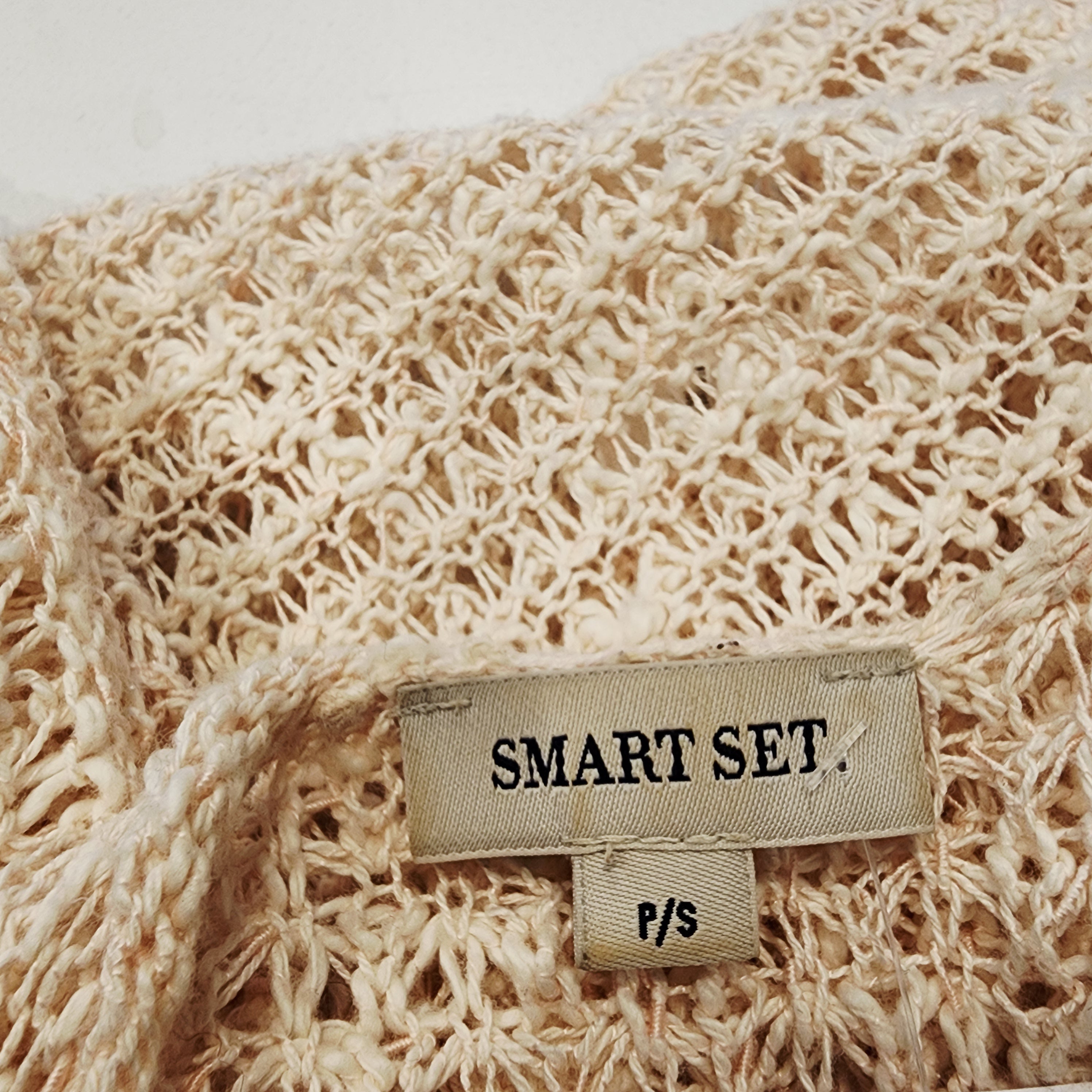SMART SET Beige Mesh Knit Open Cardigan Sz S