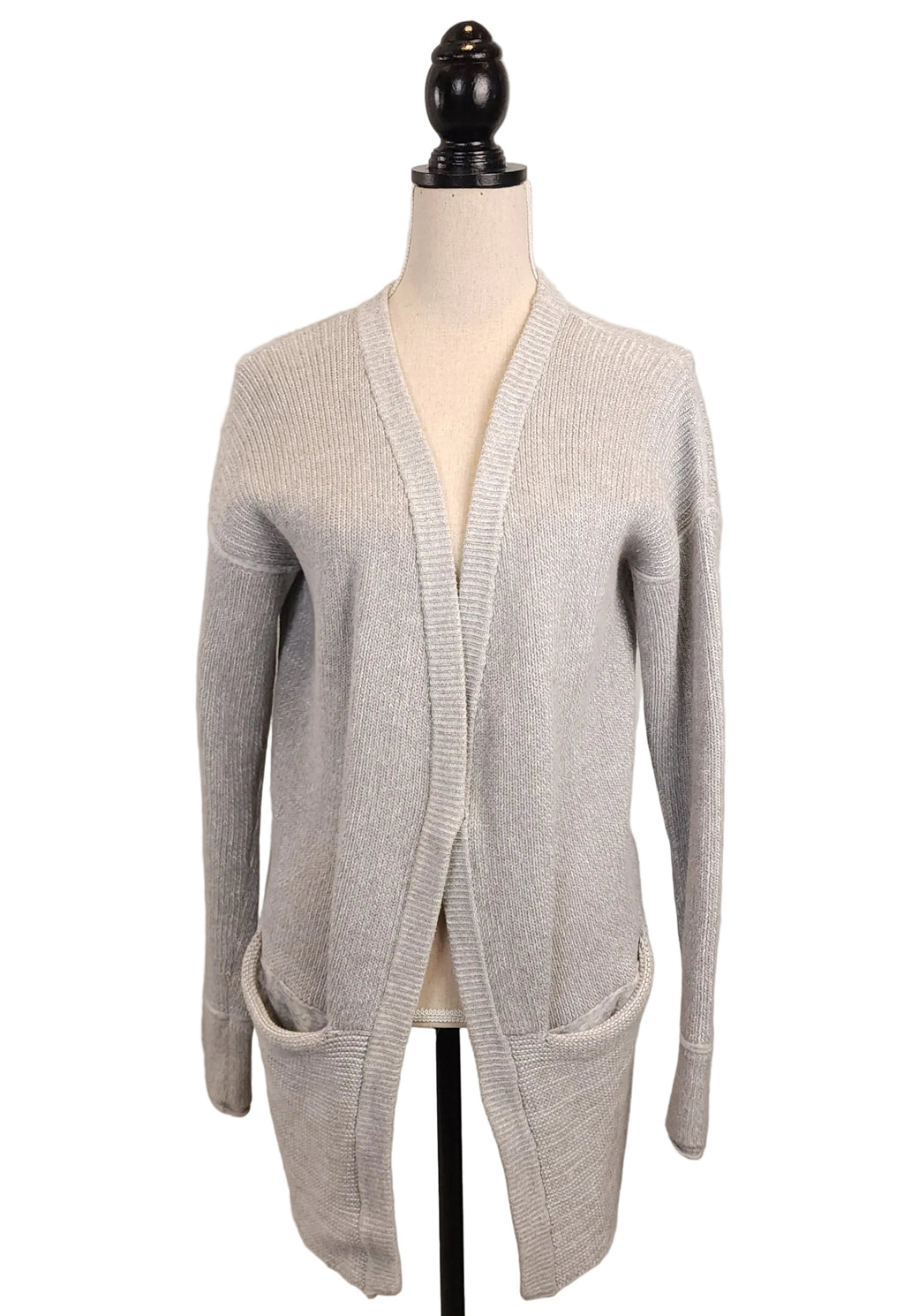 LULULEMON Gray Knit Open Cardigan Sz Medium Long Sleeves