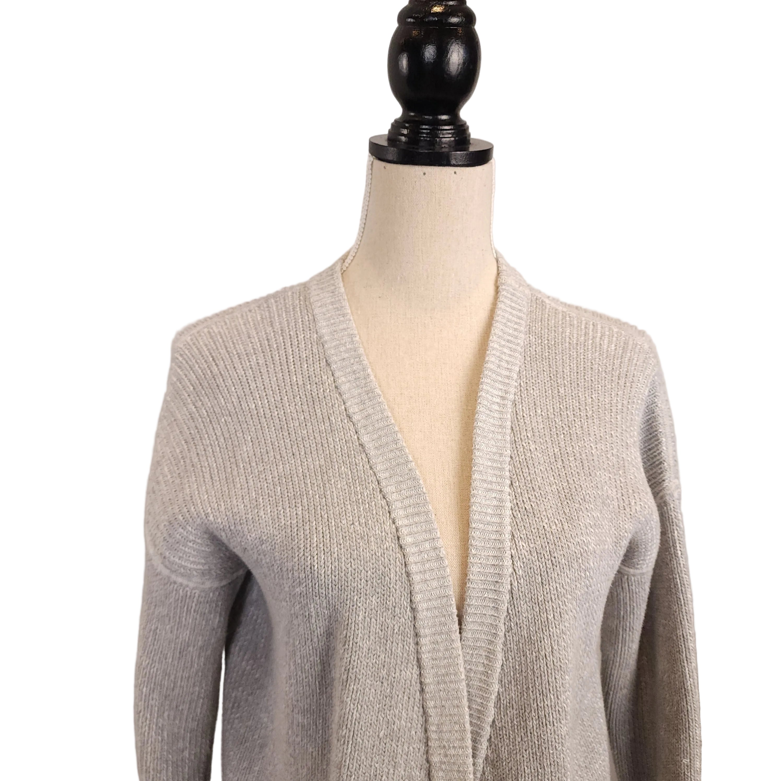 LULULEMON Gray Knit Open Cardigan Sz Medium Long Sleeves
