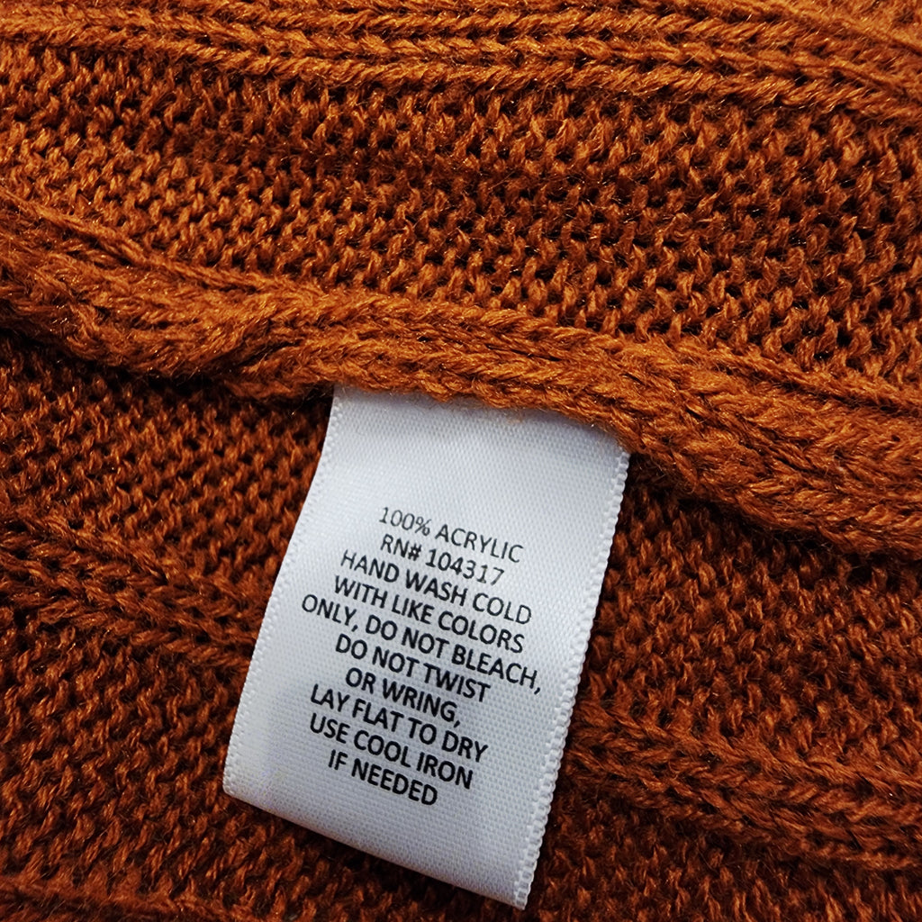 Y2K Derek Heart Brown Ribbed Knit Cardigan Sz Large Braided Back Detail