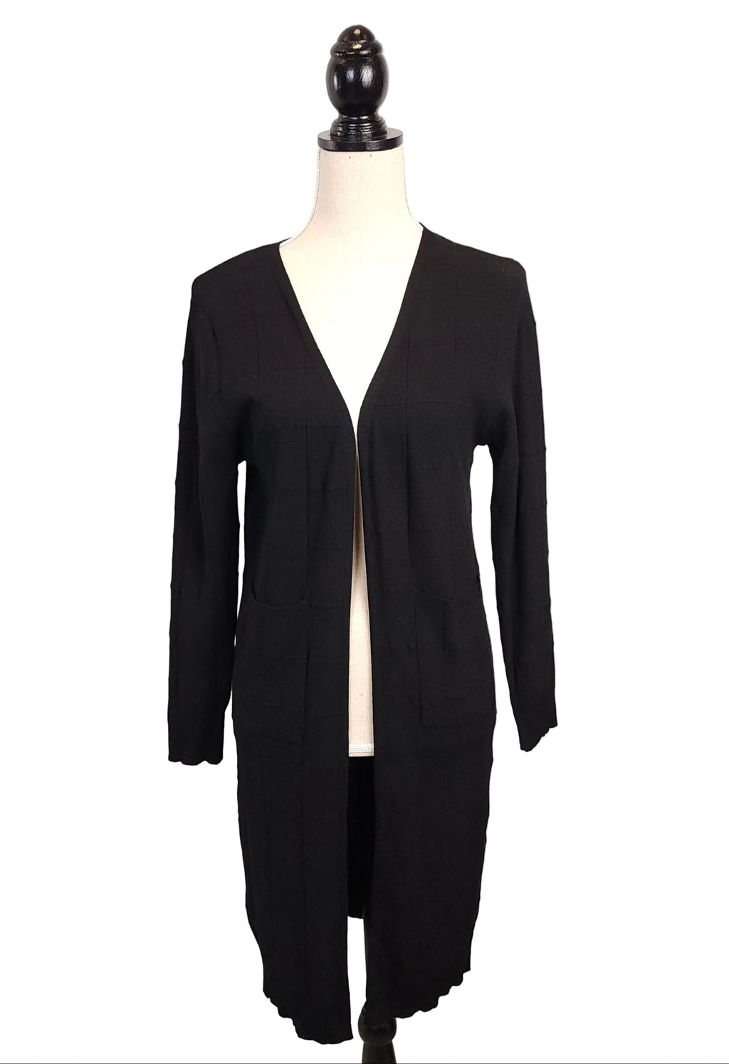 EVIDENCE Simple Black Knit Sz Small Open Cardigan with Pockets