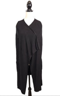 DEVOTED Sleeveless Sz Small Black Ribbed Wrap-Around Cardigan