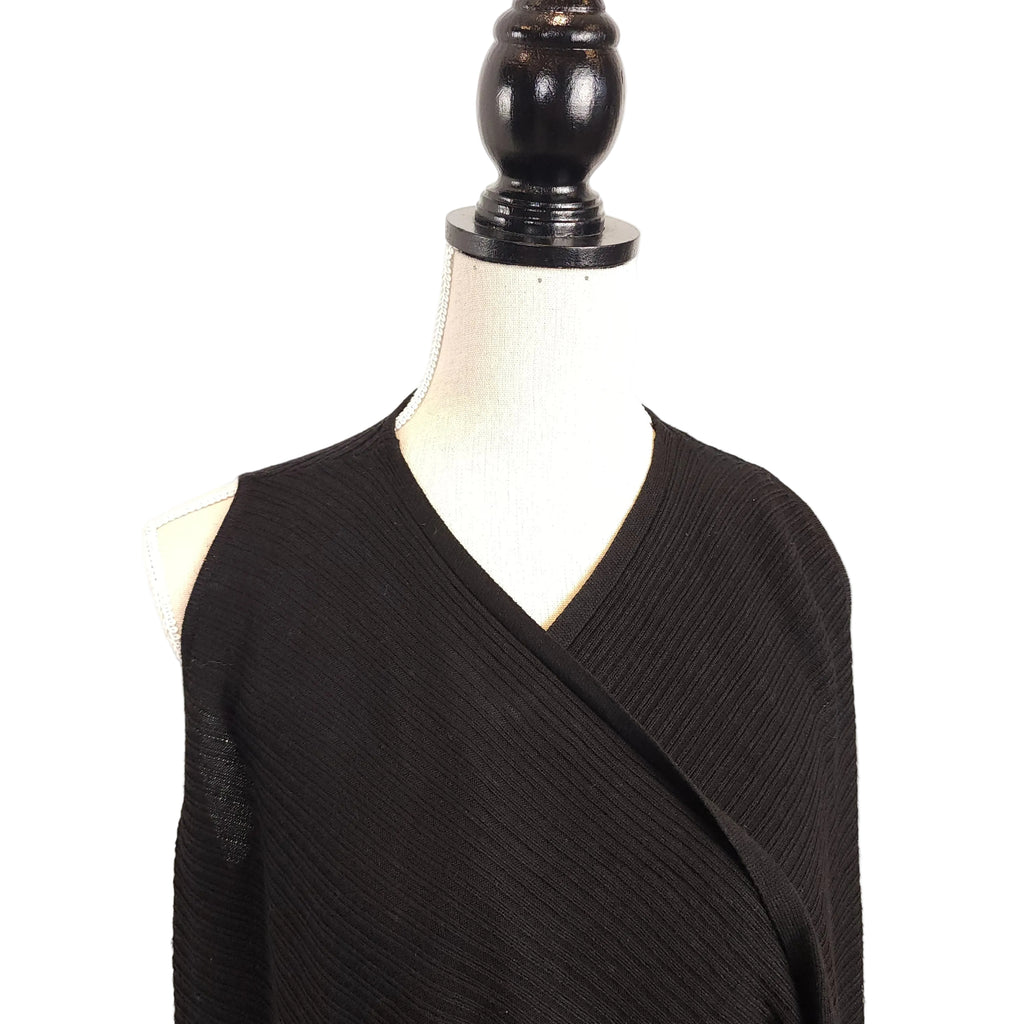 DEVOTED Sleeveless Sz Small Black Ribbed Wrap-Around Cardigan