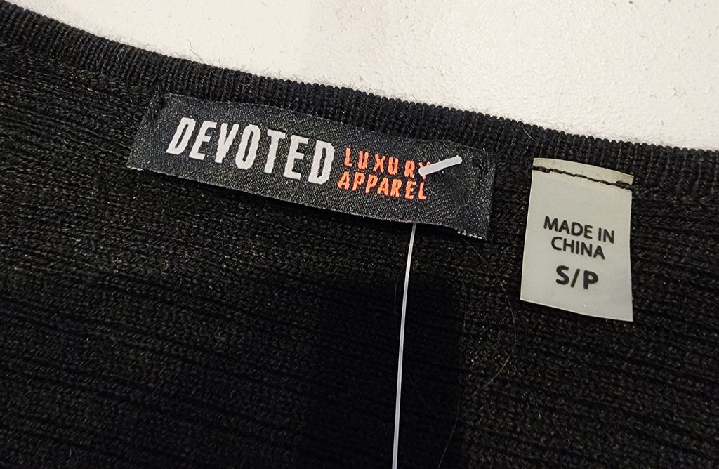 DEVOTED Sleeveless Sz Small Black Ribbed Wrap-Around Cardigan