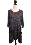 REBEL SUGAR Black & Gray Sz L Midi Dress with 3/4 Sleeves and Pockets