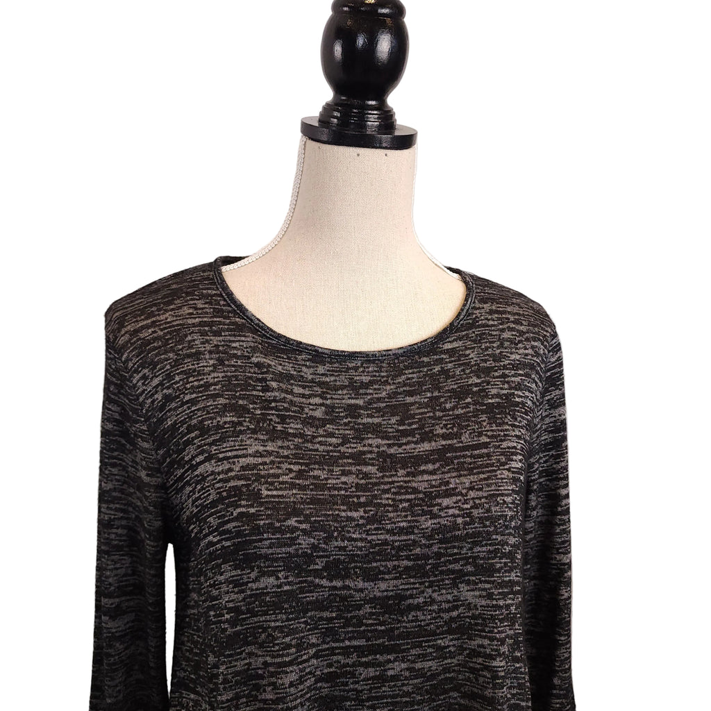 REBEL SUGAR Black & Gray Sz L Midi Dress with 3/4 Sleeves and Pockets