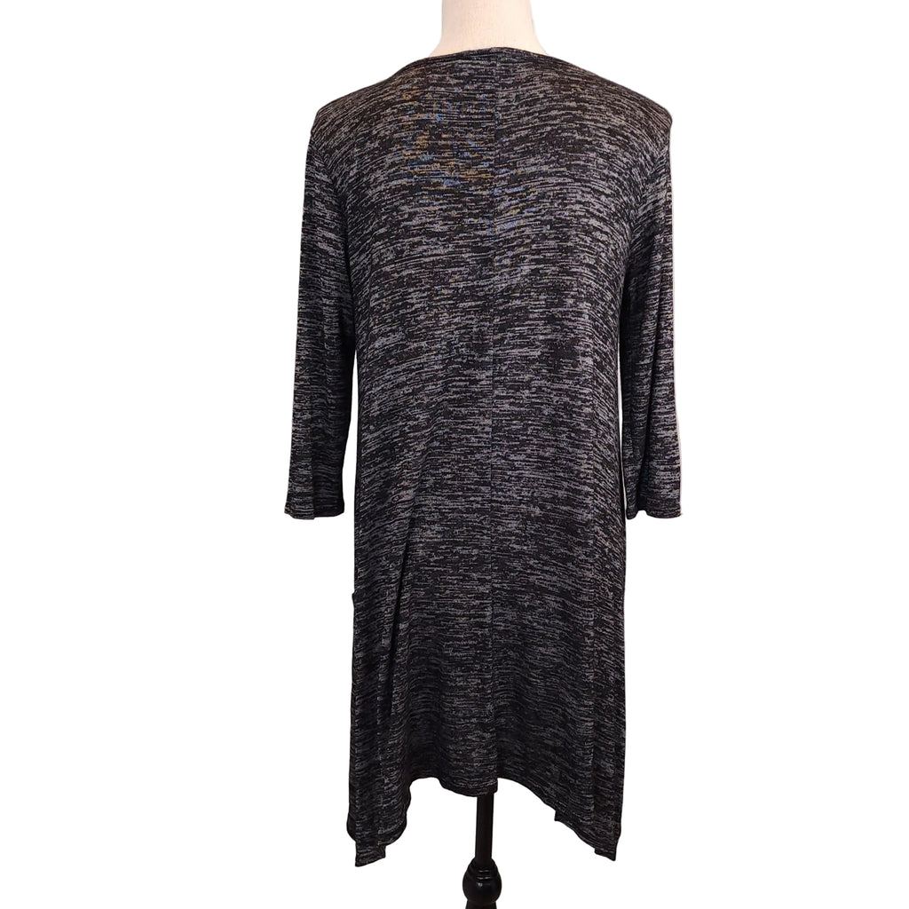 REBEL SUGAR Black & Gray Sz L Midi Dress with 3/4 Sleeves and Pockets