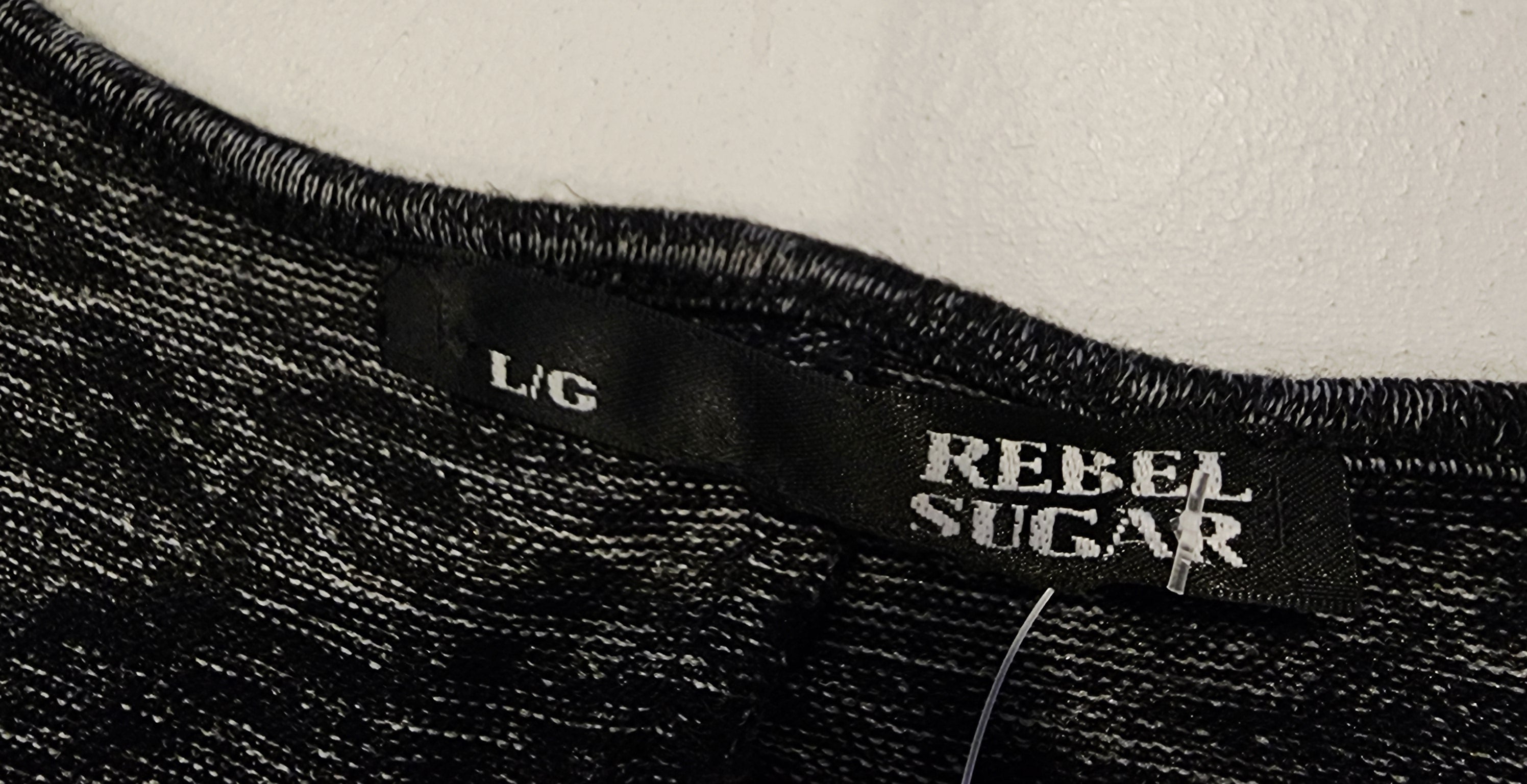REBEL SUGAR Black & Gray Sz L Midi Dress with 3/4 Sleeves and Pockets