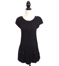 Y2K Cable Knit Black Sz S Sweater Dress Cap Sleeve