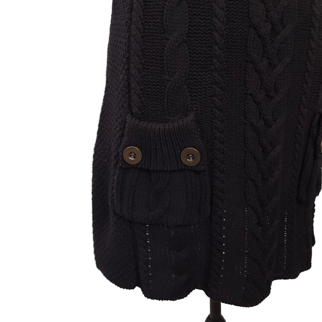 Y2K Cable Knit Black Sz S Sweater Dress Cap Sleeve