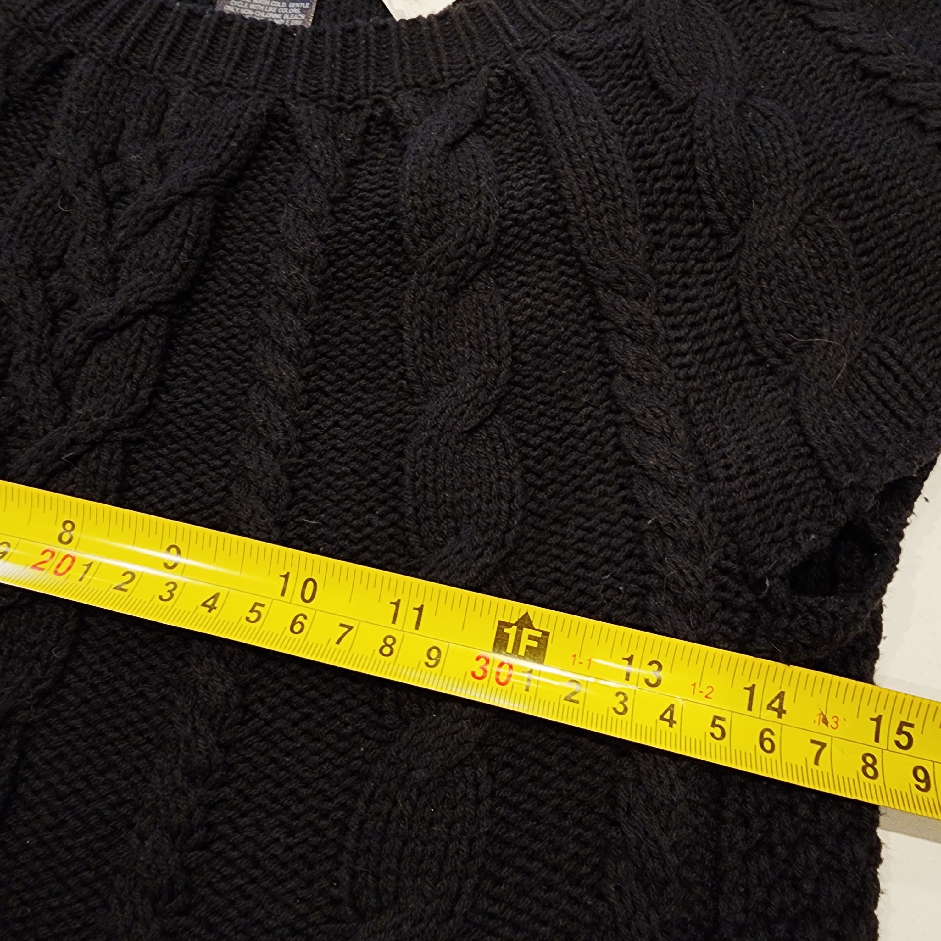 Y2K Cable Knit Black Sz S Sweater Dress Cap Sleeve